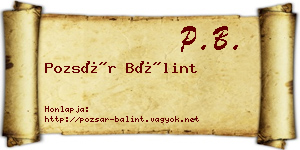 Pozsár Bálint névjegykártya